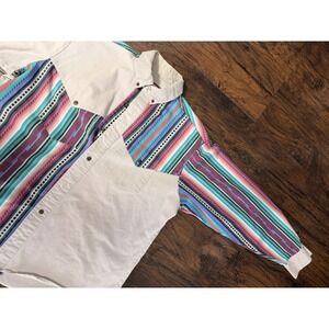 VTG Western Wear Shirt Men's Tommy Habeeb Large White Multicolor Pattern